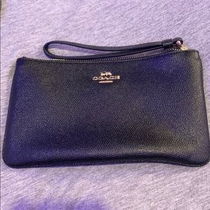 Coach black leather wristlet